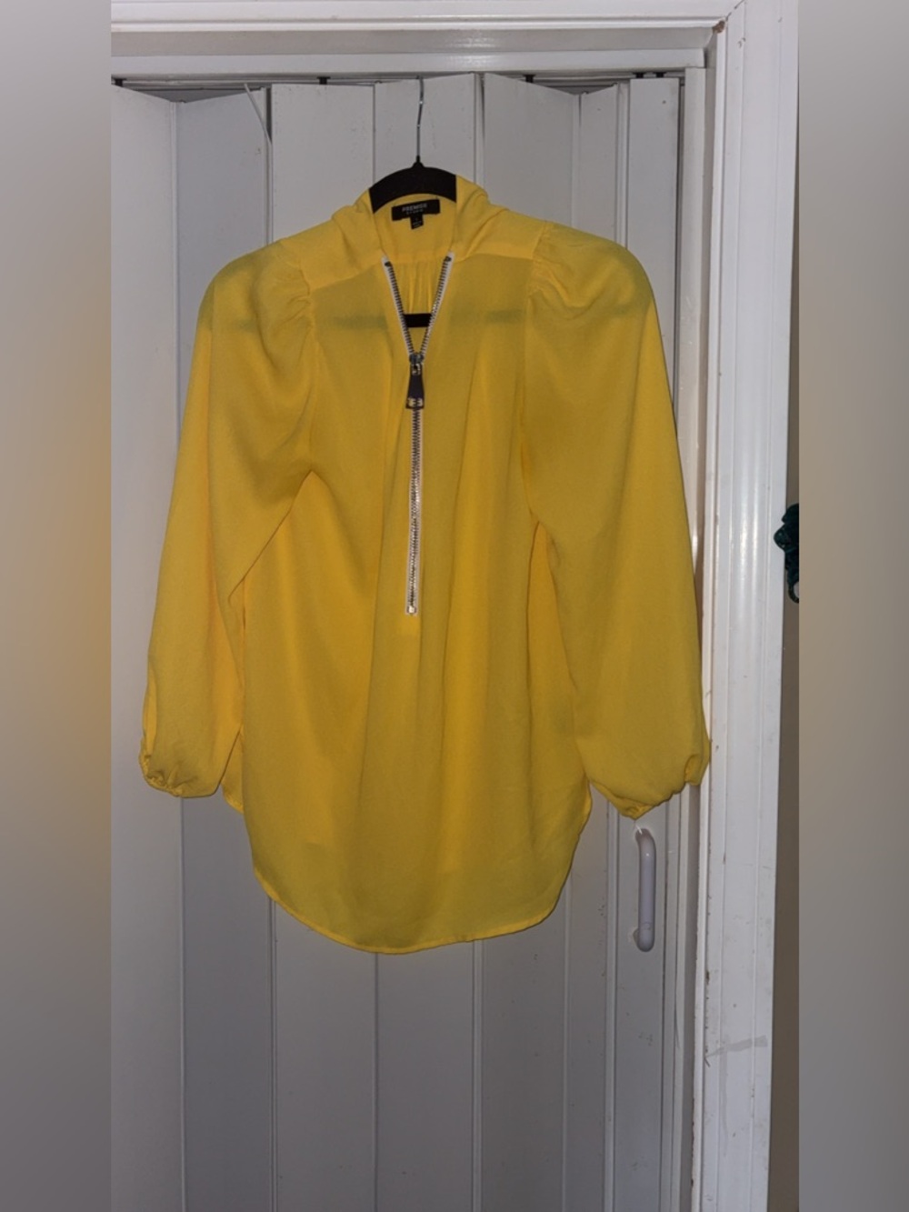 Premise Yellow Half-Zip Peasant Blouse
